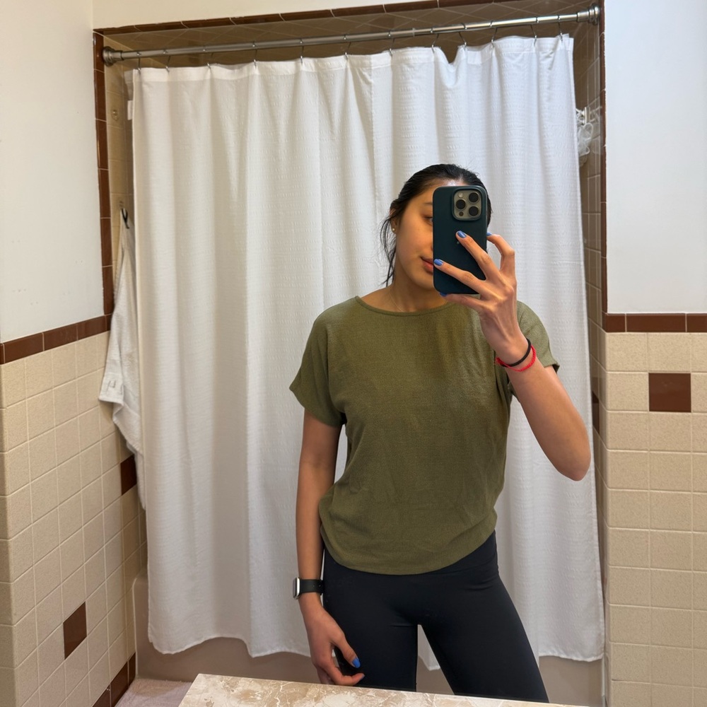 Green open back tee